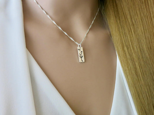 Chai Hebrew Necklace with Jasmine Floral Accent