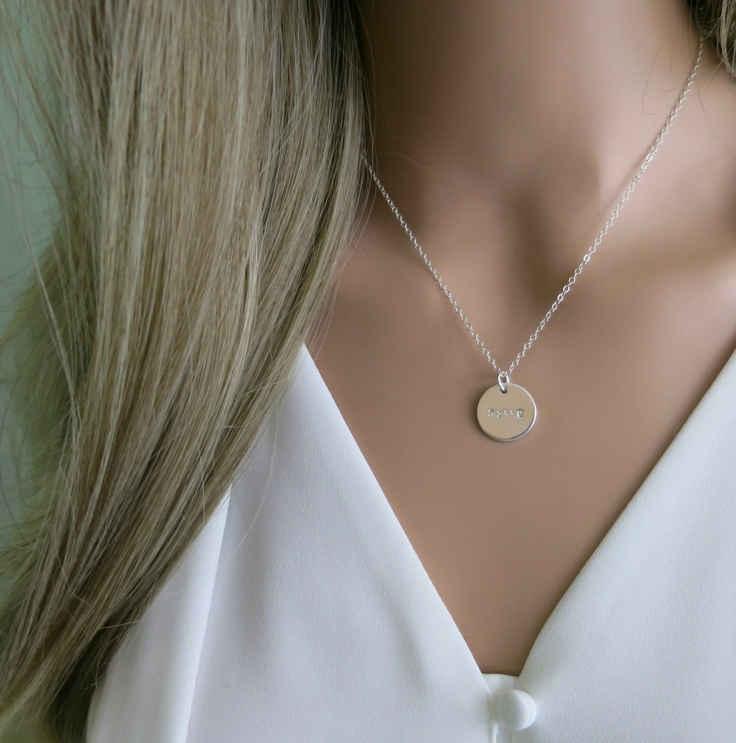 Hebrew Name Necklace (Sterling Silver, 5/8" Round Disc, 1.5mm Hebrew)